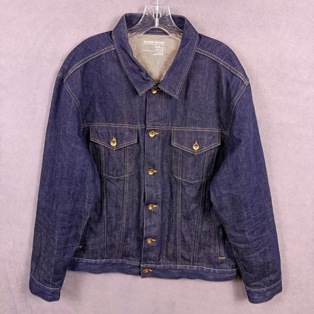 Gap 1969 Japanese Selvedge Denim Jacket Mens XXLT 2XLT Blue Raw Trucker Type 3